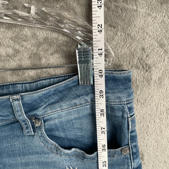 Seven7 Jeans Women’s 14 Blue Slim Straight Crop Mid Rise Embroidered Y2K Raw Hem - Picture 6 of 8